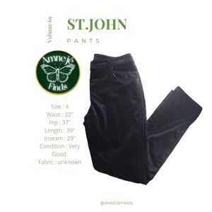 St. John Black Velveteen Straight Pants